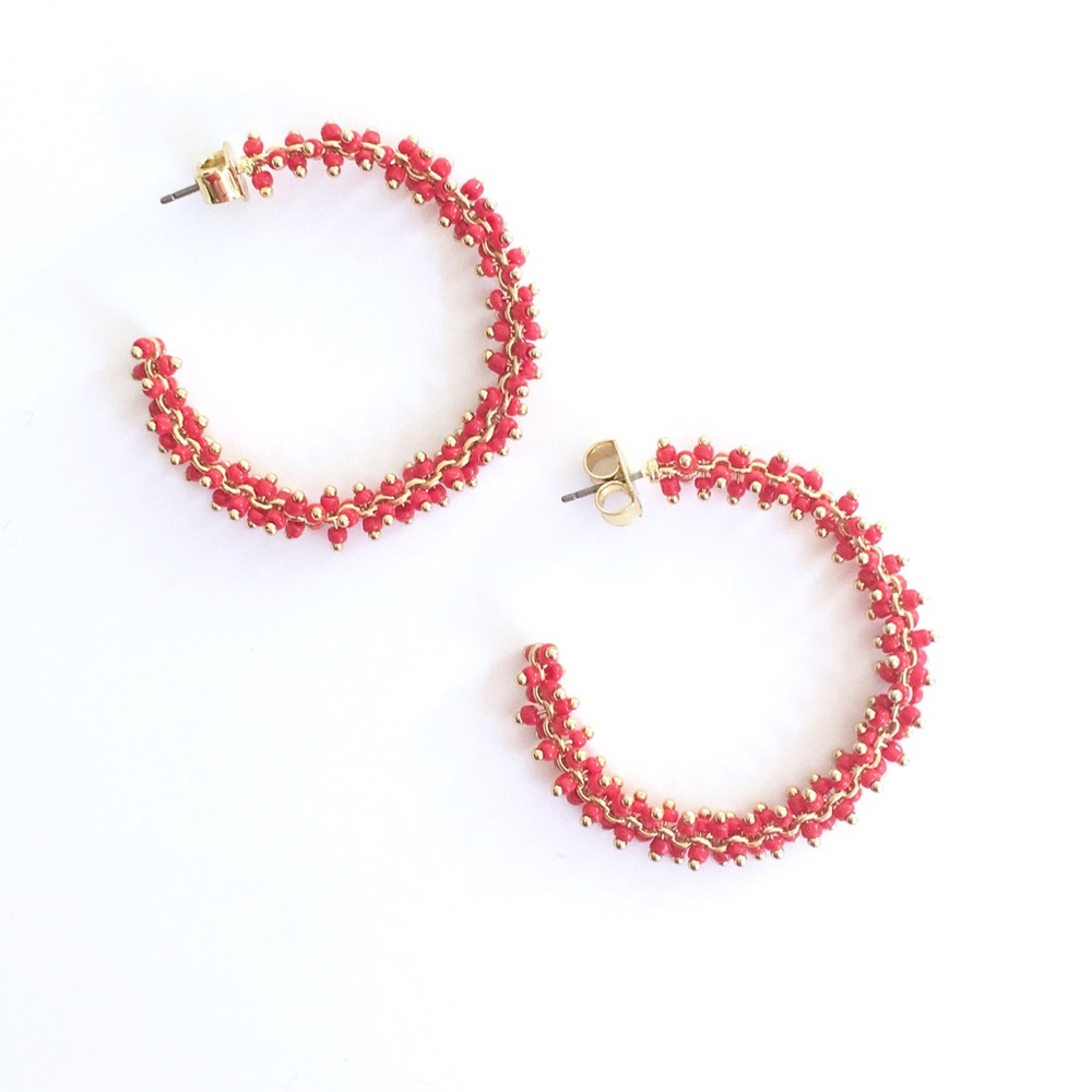 J. Crew Beaded Hoop Earrings